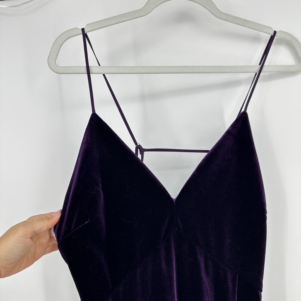 Lulus You Look Stunning Dark Purple Velvet Ruffled Maxi Dress Size L Formal NEW - Picture 6 of 15